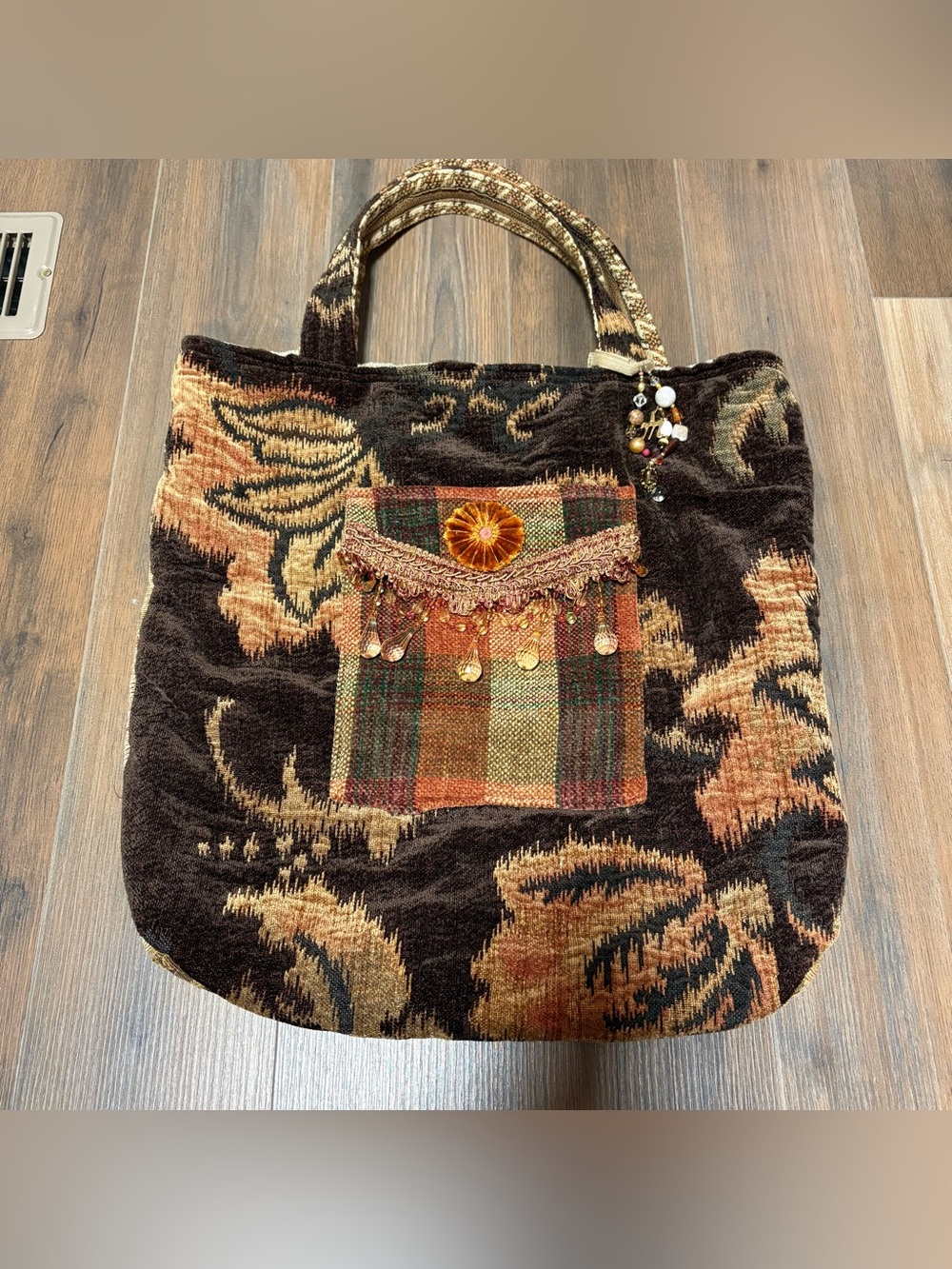 Handmade Patchwork Fabric Tapestry Whimsical Witchy Mystic Cottagecore Boho Tote